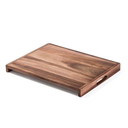 Large Reversible Acacia Wood Serving Tray with Solid Bottom – view 3