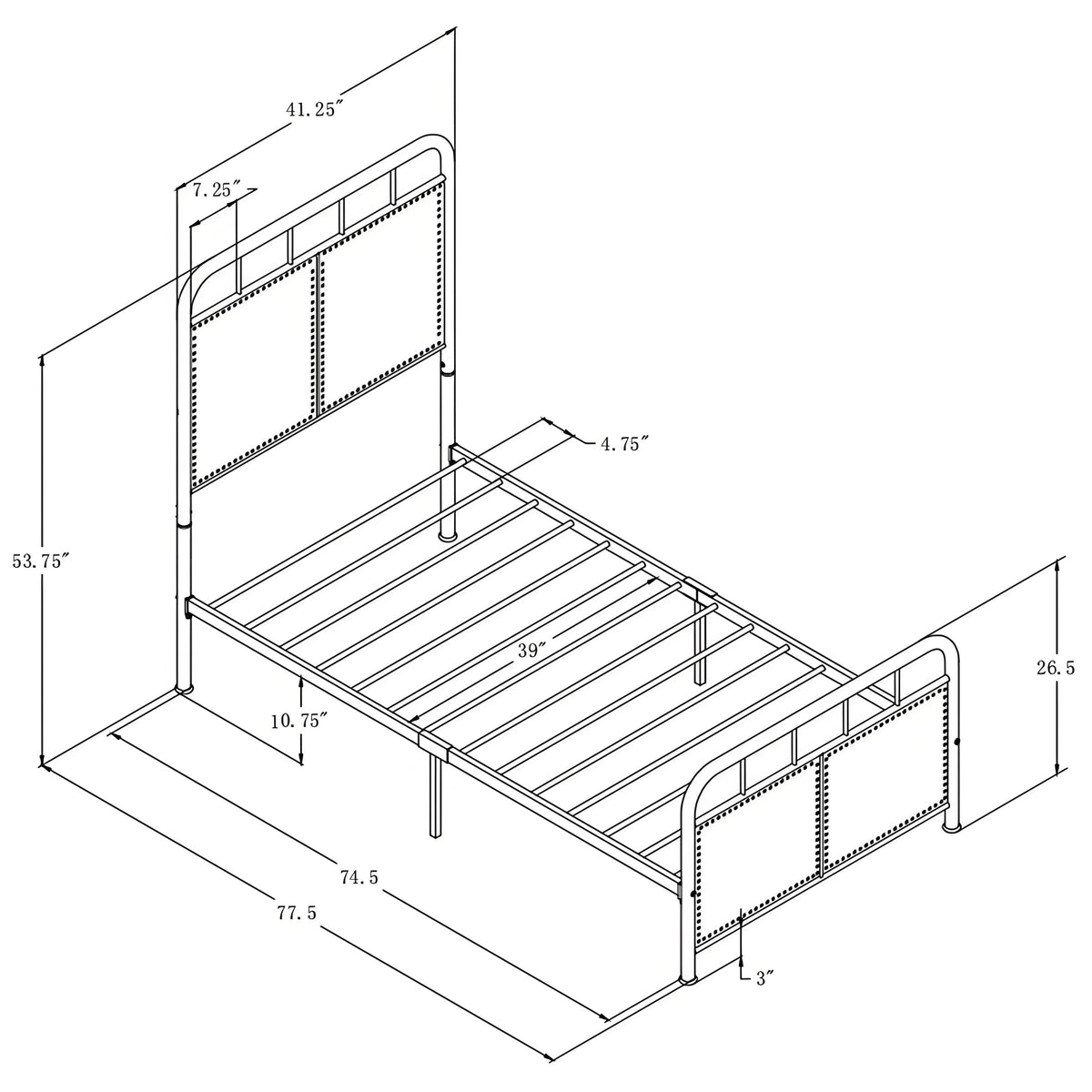 Twin Size Linen Upholstered Metal Platform Bed Frame – view 13