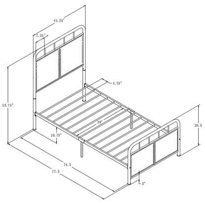 Twin Size Linen Upholstered Metal Platform Bed Frame – view 13
