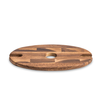 Acacia Wood End Grain Wine Glass Caddy for Bottle and Two Glasses – view 2