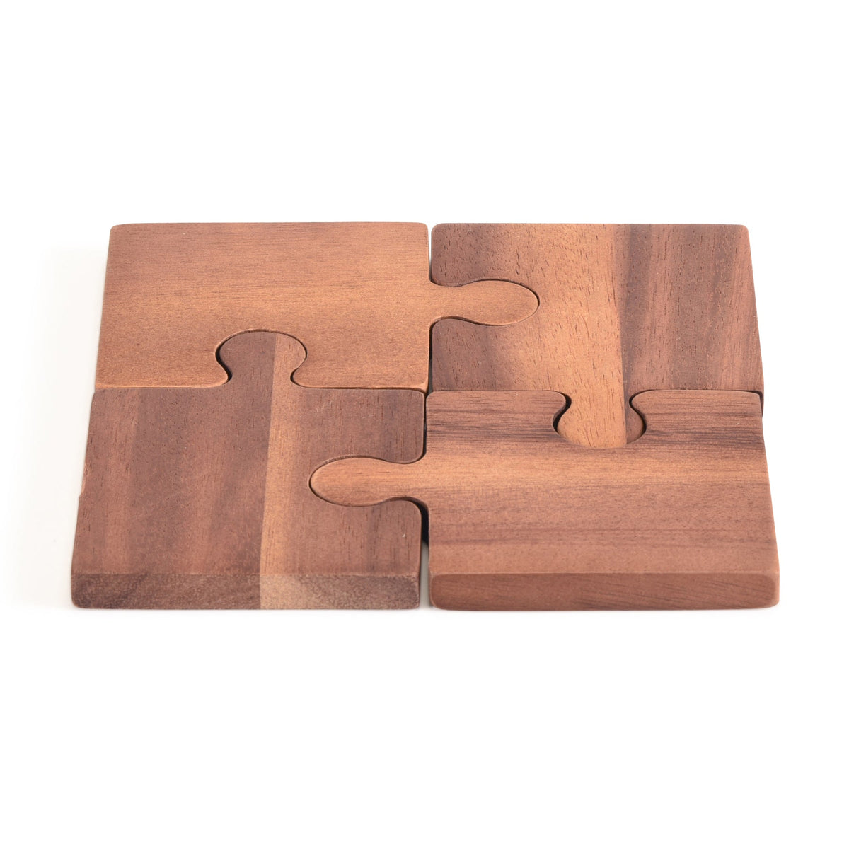 Acacia Wood Puzzle Piece Coasters That Form a Trivet, Set of 4 – view 2