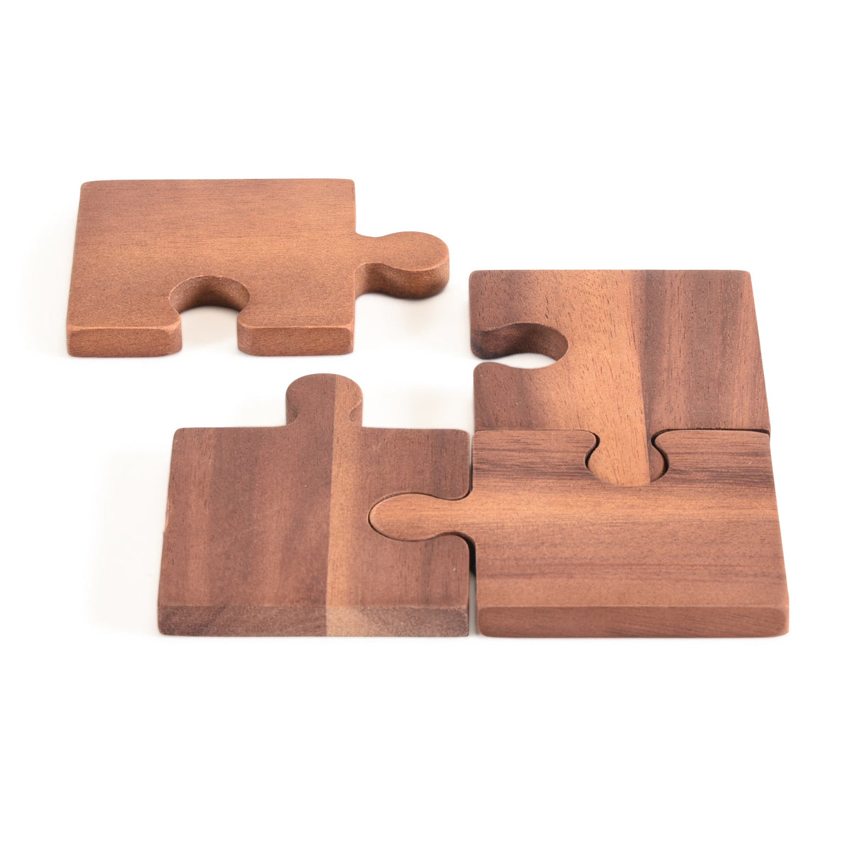 Acacia Wood Puzzle Piece Coasters That Form a Trivet, Set of 4 – view 4