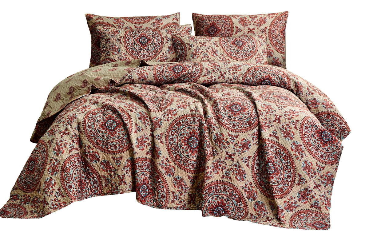 Bohemian Desert Medallion Boteh Paisley Reversible Quilt Set – view 11