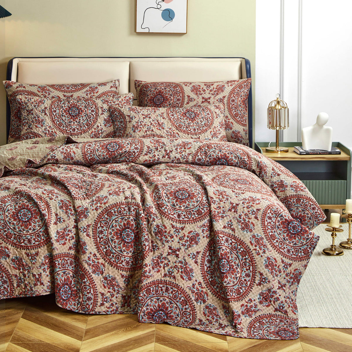 Bohemian Desert Medallion Boteh Paisley Reversible Quilt Set – view 2