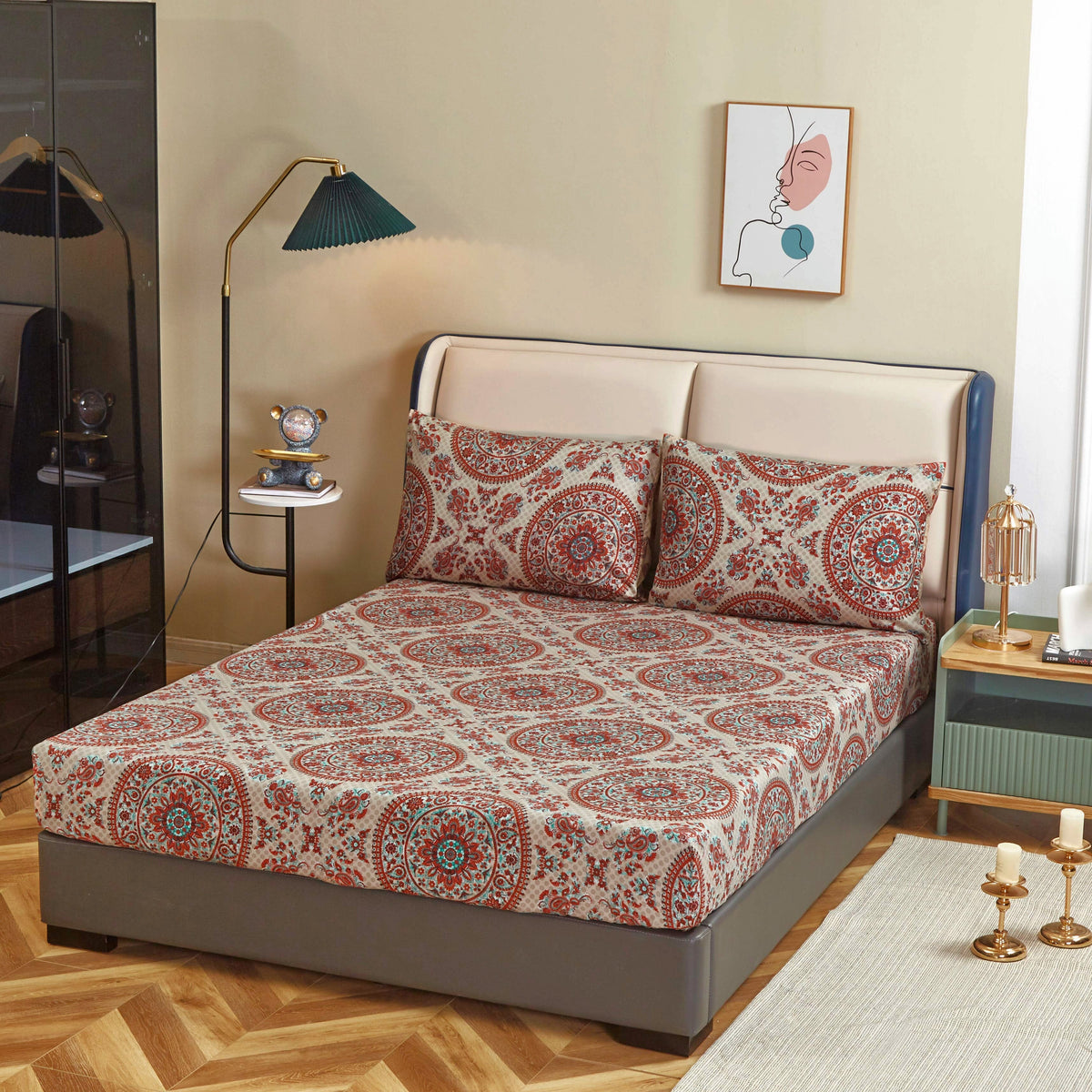 Bohemian Desert Medallion Paisley Taupe Fitted or Flat Sheet – view 12