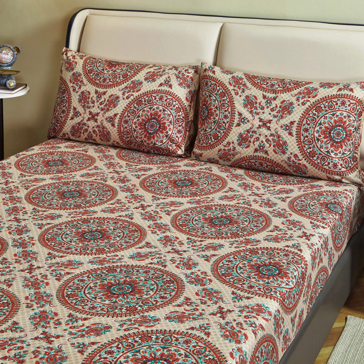 Bohemian Desert Medallion Paisley Taupe Fitted or Flat Sheet – view 14