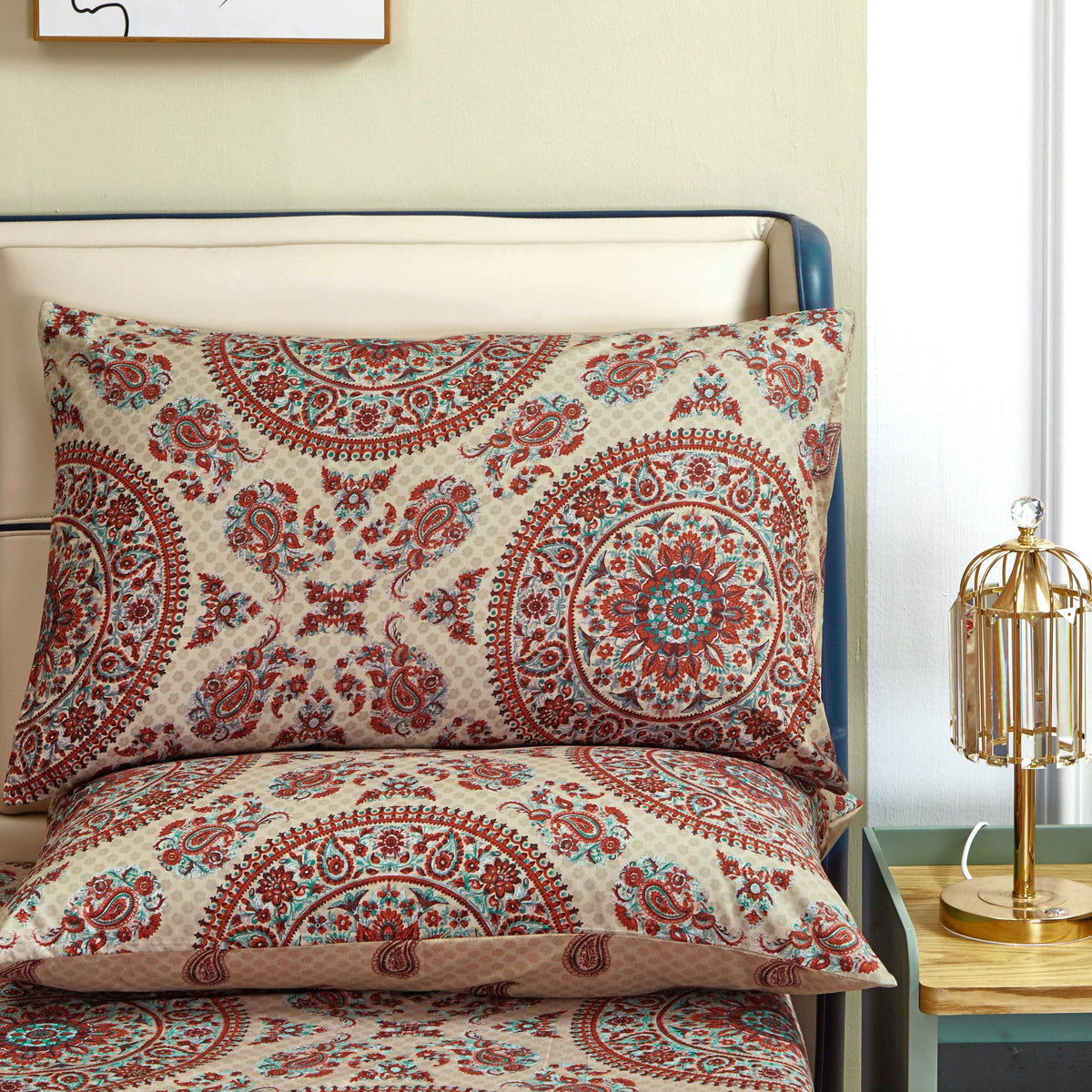 Bohemian Desert Medallion Paisley Taupe Fitted or Flat Sheet – view 16