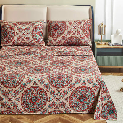 Bohemian Desert Medallion Paisley Taupe Fitted or Flat Sheet – view 3
