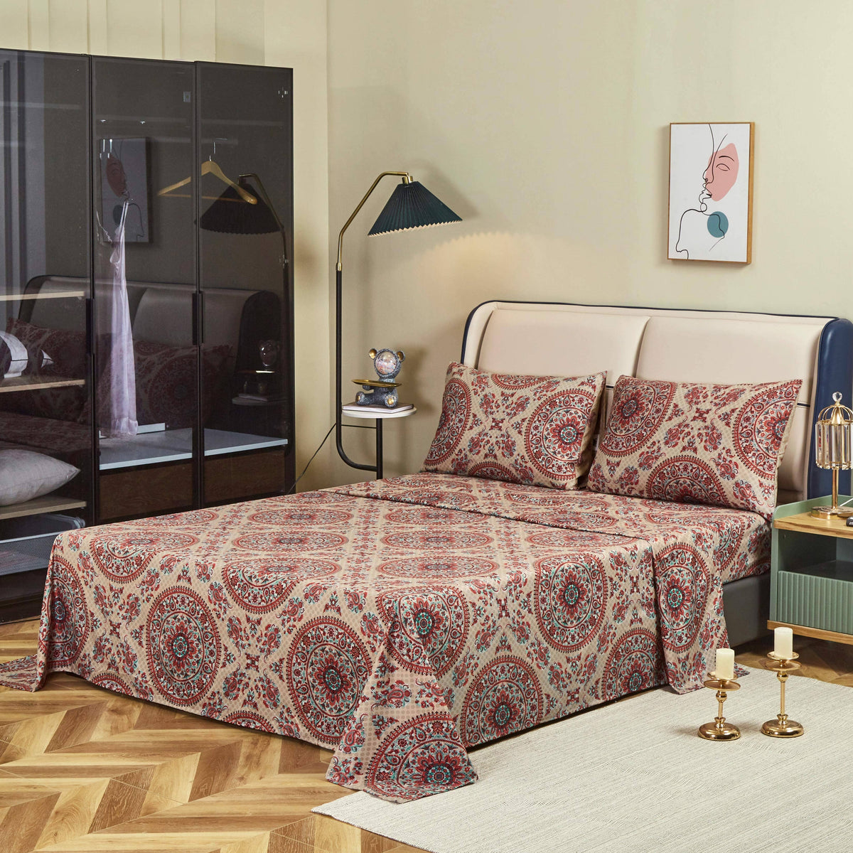 Bohemian Desert Medallion Paisley Taupe Fitted or Flat Sheet – view 4