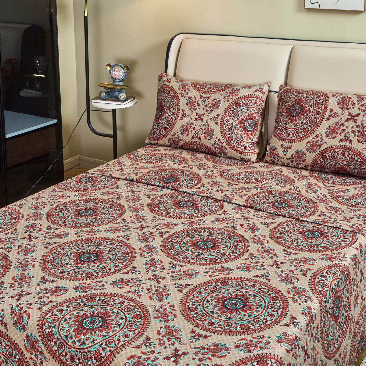 Bohemian Desert Medallion Paisley Taupe Fitted or Flat Sheet – view 6