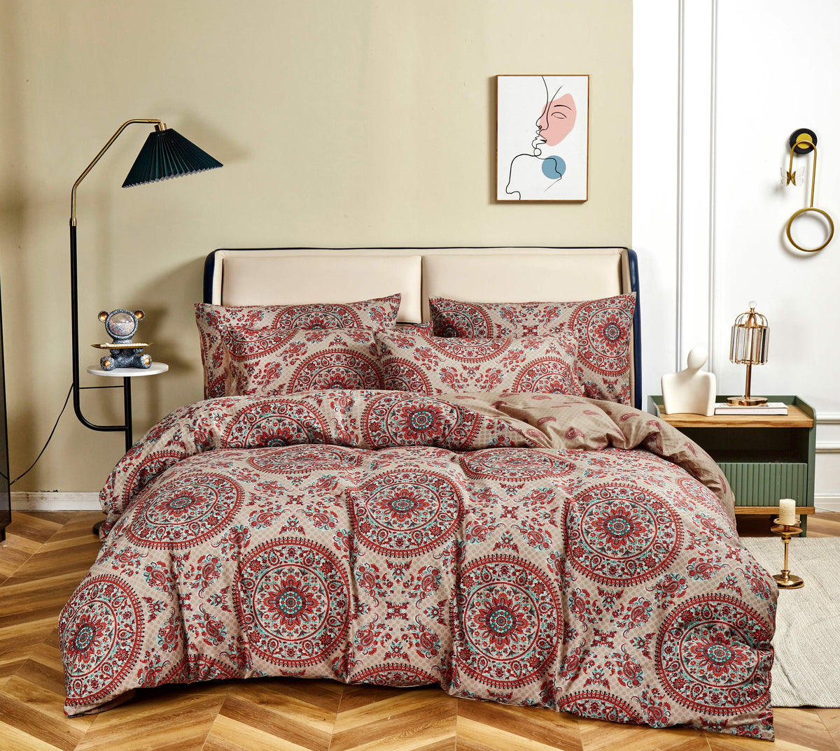 Microfiber Reversible Duvet Cover: Bohemian Medallion & Paisley