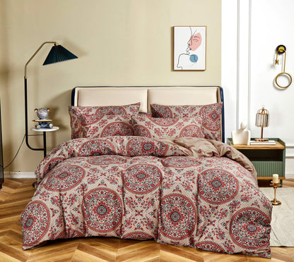 Microfiber Reversible Duvet Cover: Bohemian Medallion & Paisley
