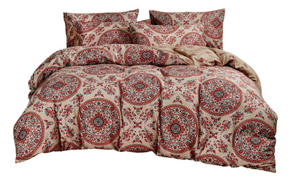 Bohemian Medallion Paisley Reversible Duvet Cover in Orange, Blue, Taupe – view 12