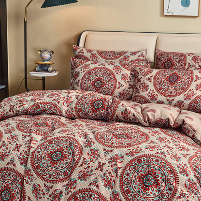 Bohemian Medallion Paisley Reversible Duvet Cover in Orange, Blue, Taupe – view 3