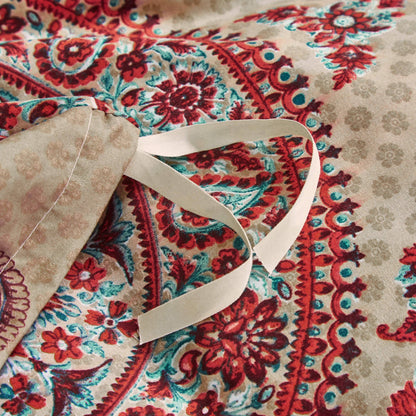 Bohemian Medallion Paisley Reversible Duvet Cover in Orange, Blue, Taupe – view 9