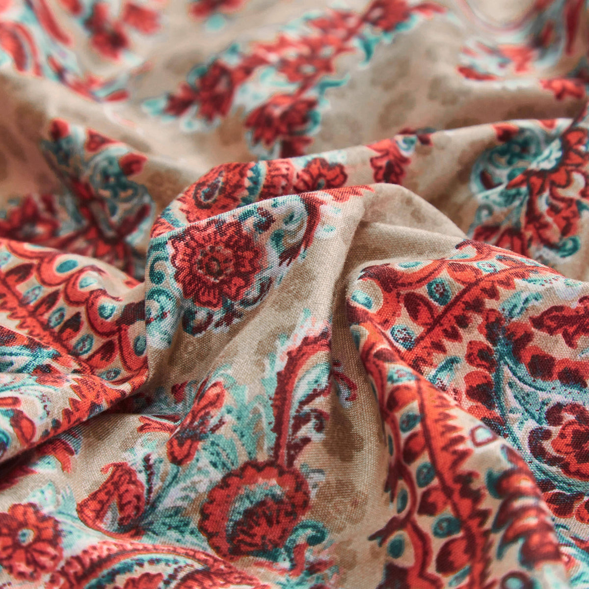 Bohemian Medallion Paisley Reversible Duvet Cover in Orange, Blue, Taupe – view 7