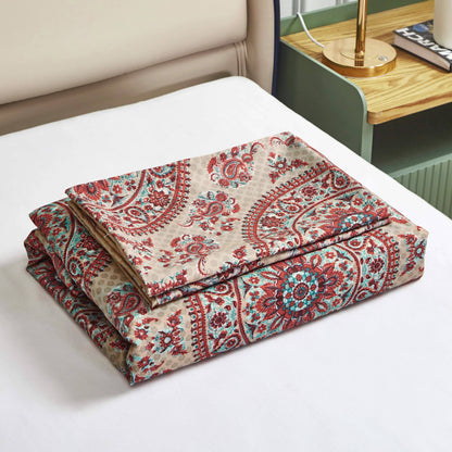 Bohemian Medallion Paisley Reversible Duvet Cover in Orange, Blue, Taupe – view 11
