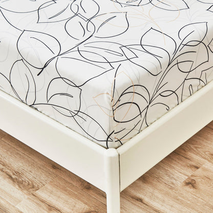 Modern Abstract Leaf Line Art White Microfiber Fitted or Flat Sheet – view 11