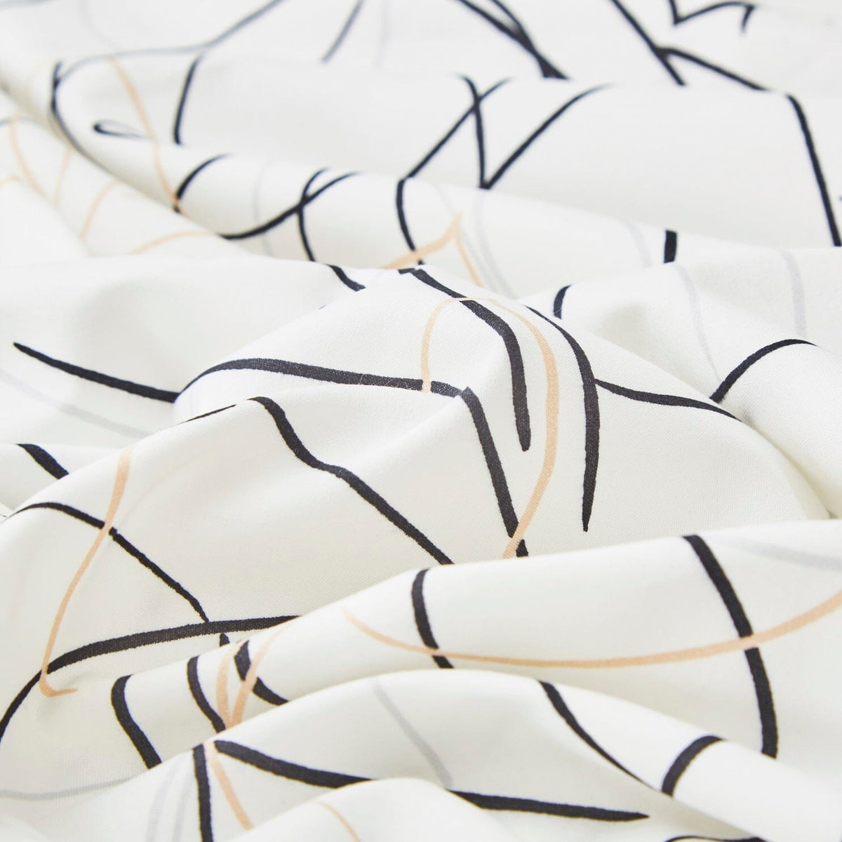 Modern Abstract Leaf Line Art White Microfiber Fitted or Flat Sheet – view 15