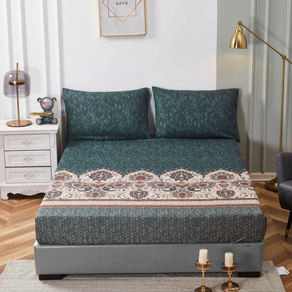 Rustic Paisley Mandala Dark Teal Microfiber Fitted or Flat Sheet – view 2
