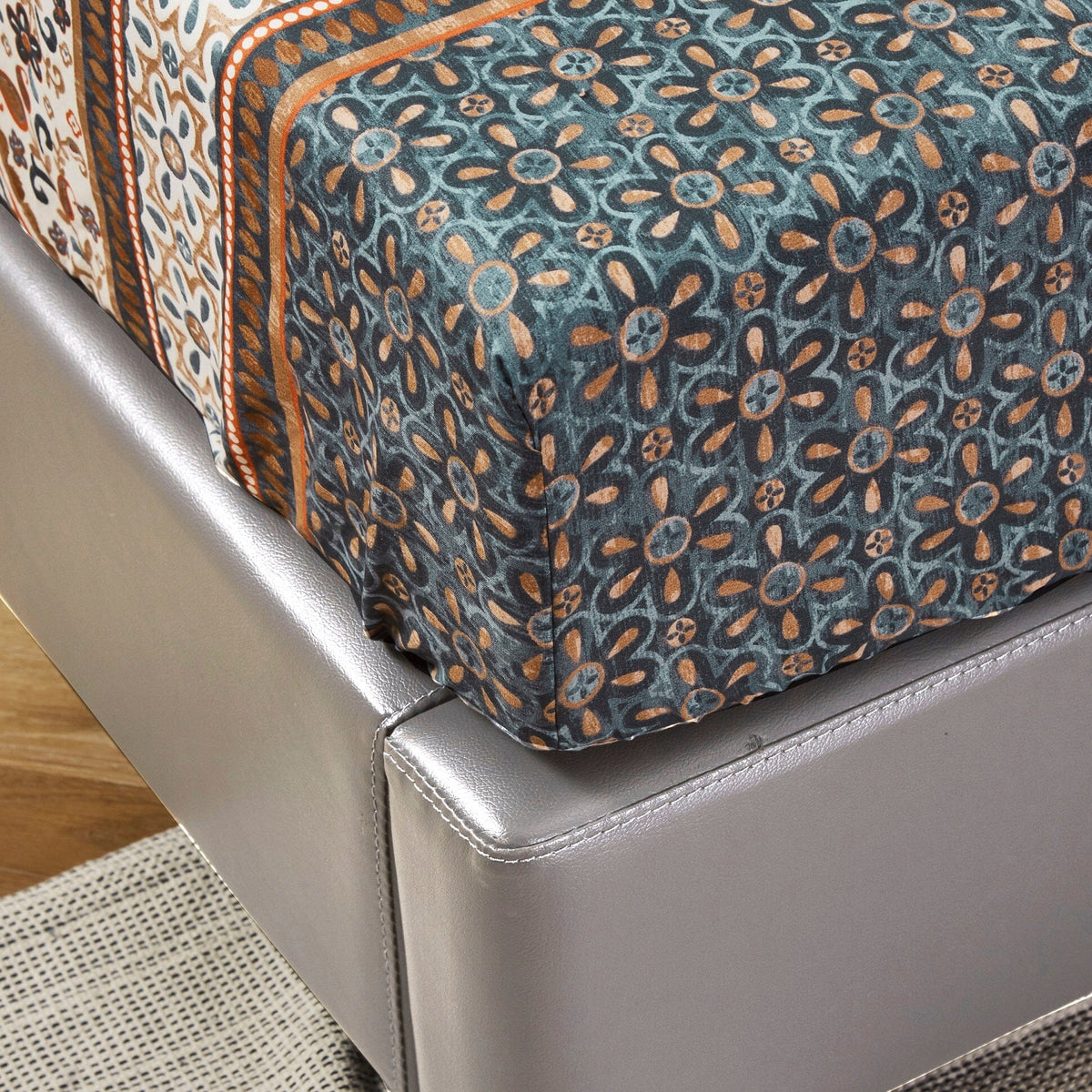 Rustic Paisley Mandala Dark Teal Microfiber Fitted or Flat Sheet – view 10