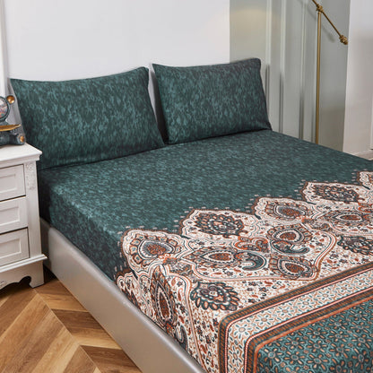Rustic Paisley Mandala Dark Teal Microfiber Fitted or Flat Sheet – view 11