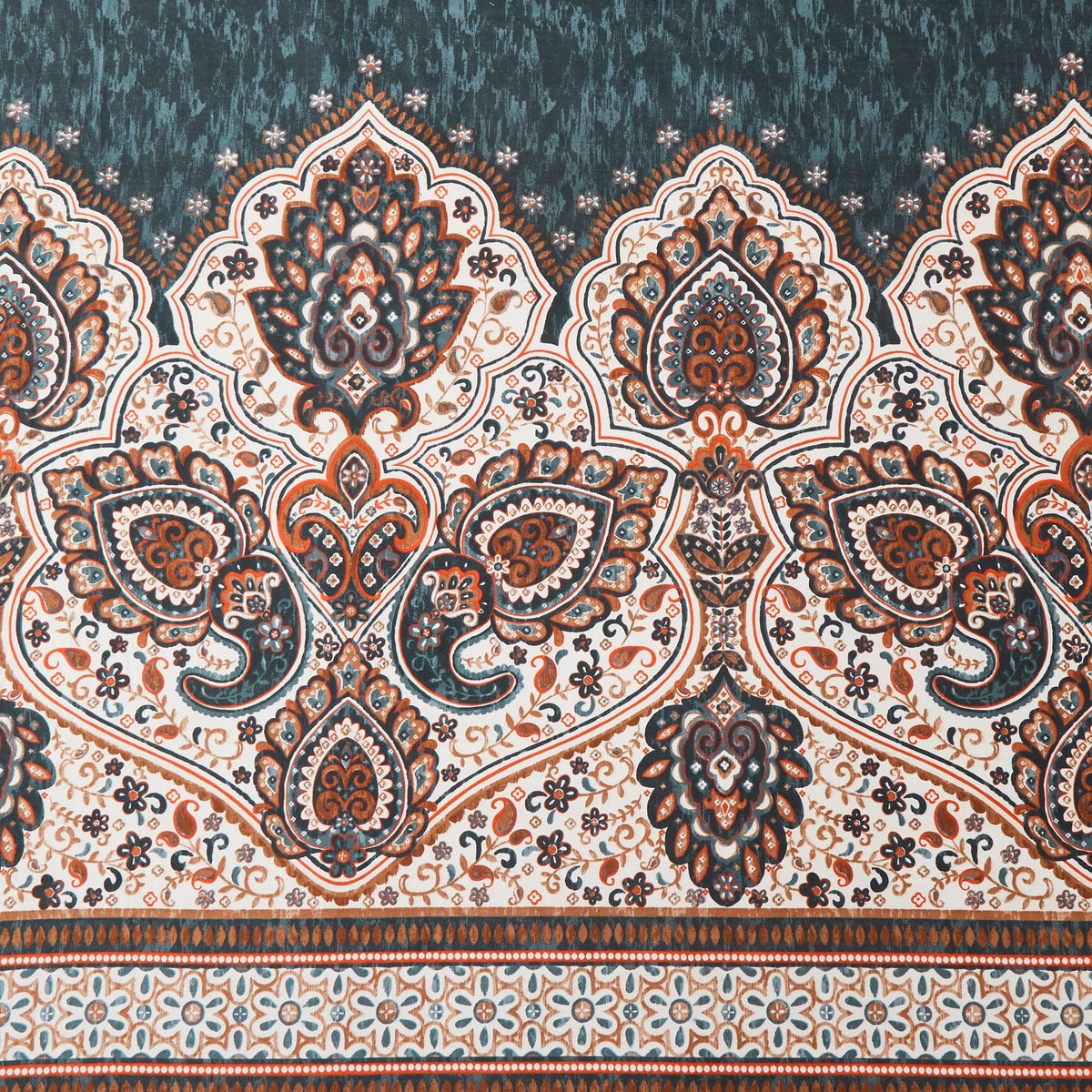 Rustic Paisley Mandala Dark Teal Microfiber Fitted or Flat Sheet – view 15
