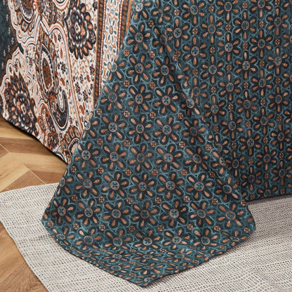 Rustic Paisley Mandala Dark Teal Microfiber Fitted or Flat Sheet – view 8