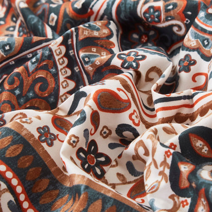 Rustic Paisley Mandala Dark Teal Microfiber Fitted or Flat Sheet – view 14