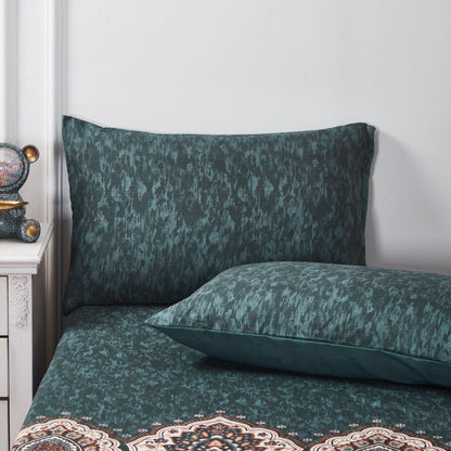 Rustic Paisley Mandala Watercolor Duvet Cover in Dark Teal – view 6