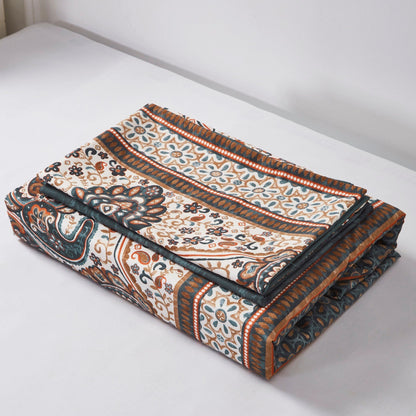 Rustic Paisley Mandala Watercolor Duvet Cover in Dark Teal – view 10