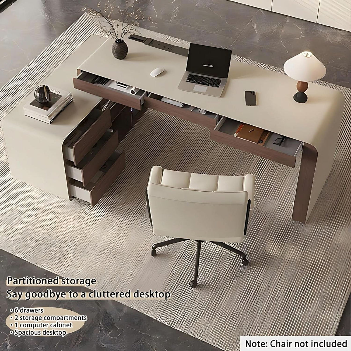 72-Inch High-Density Engineered Wood L-Shaped Executive Desk – view 3