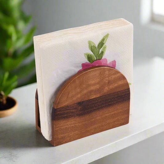 Acacia Wood Vertical Napkin Holder for Dining Tables
