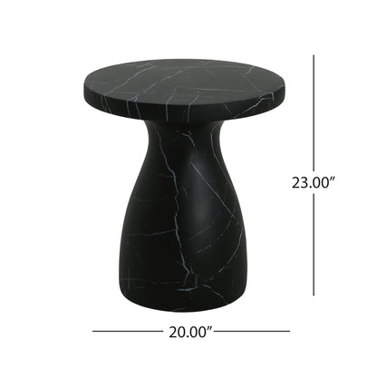 Lightweight Travertine-Look Outdoor Side Table in Black or Beige – view 4