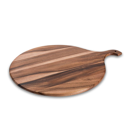 Round Acacia Wood Cutting and Charcuterie Board with Handle – view 4