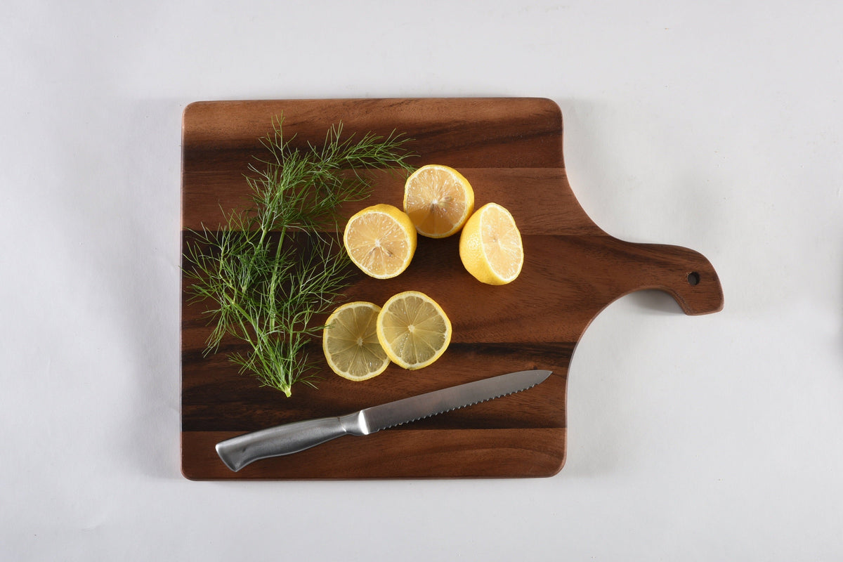 Square Acacia Wood Cutting and Charcuterie Board with Handle – view 6