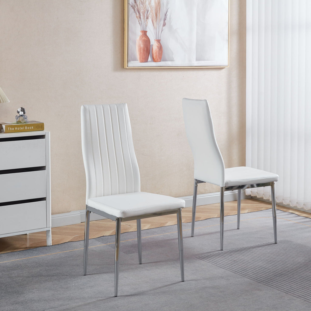 Minimalist Faux Leather Dining Chairs with Metal Frame, Set of 4 – view 4