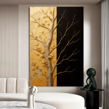 Golden Eclipse Abstract Canvas Wall Art, Gallery Wrapped – view 3