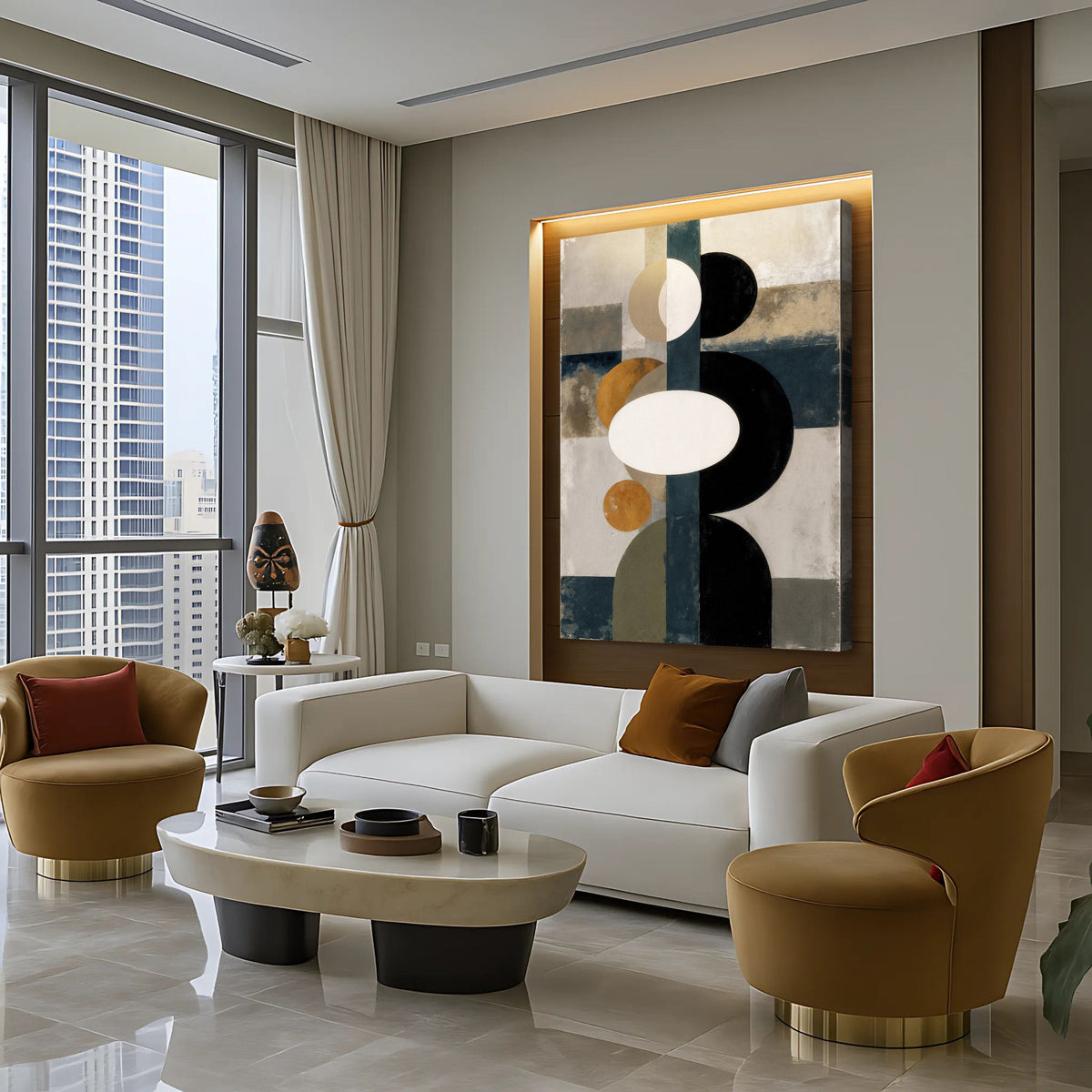 Abstract Contemporary Geometry Canvas Wall Art, Gallery Wrapped – view 4