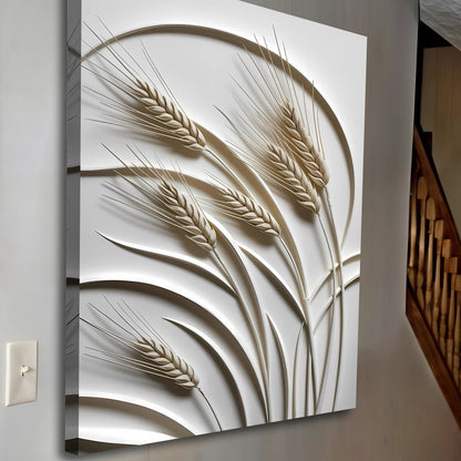 Minimalist Wheat Botanical Canvas Wall Art, Gallery Wrapped – view 4