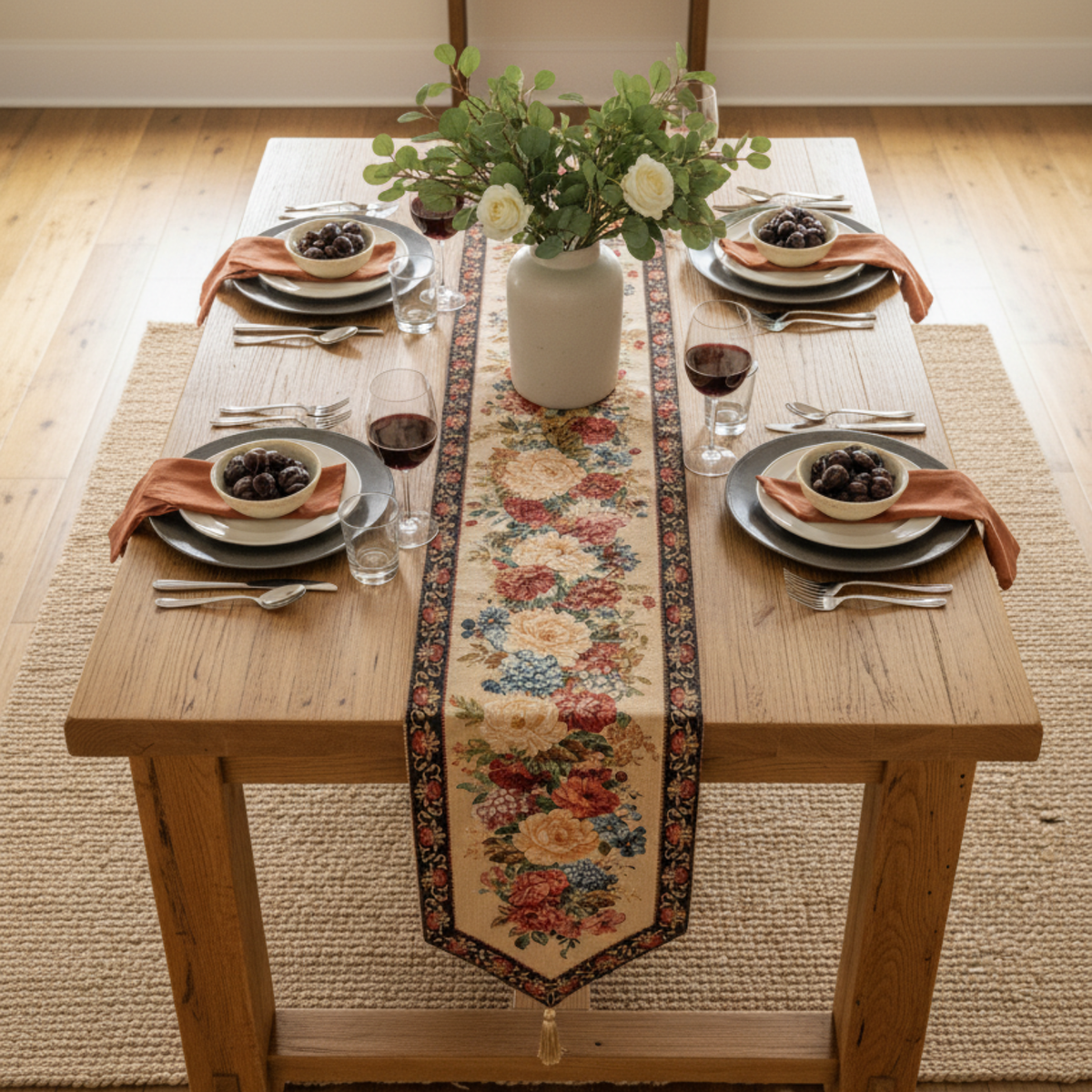 Morning Awakening Colorful Country Floral Woven Table Runner – view 3