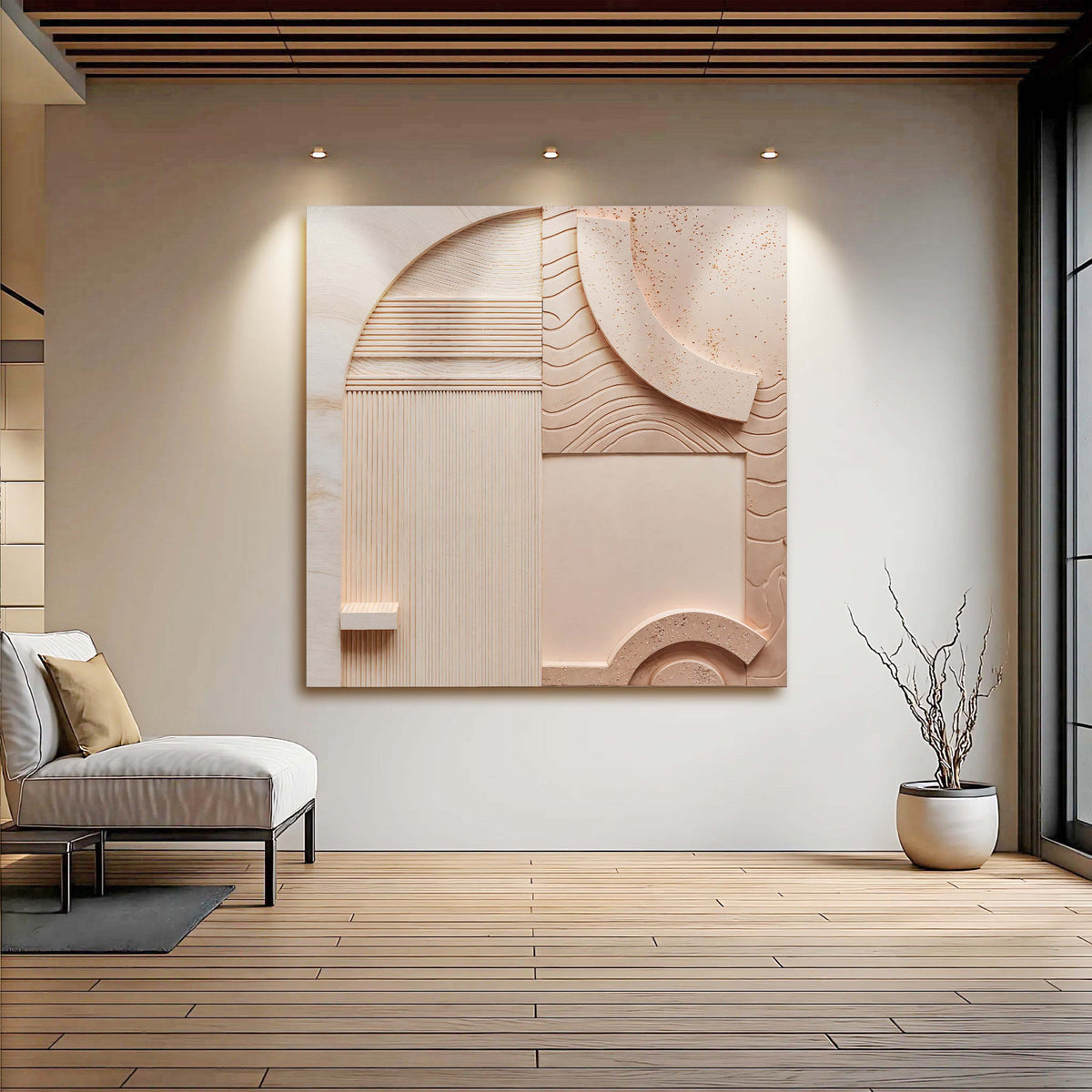 Minimalist Peach Clay Abstract Square Canvas Wall Art – view 4
