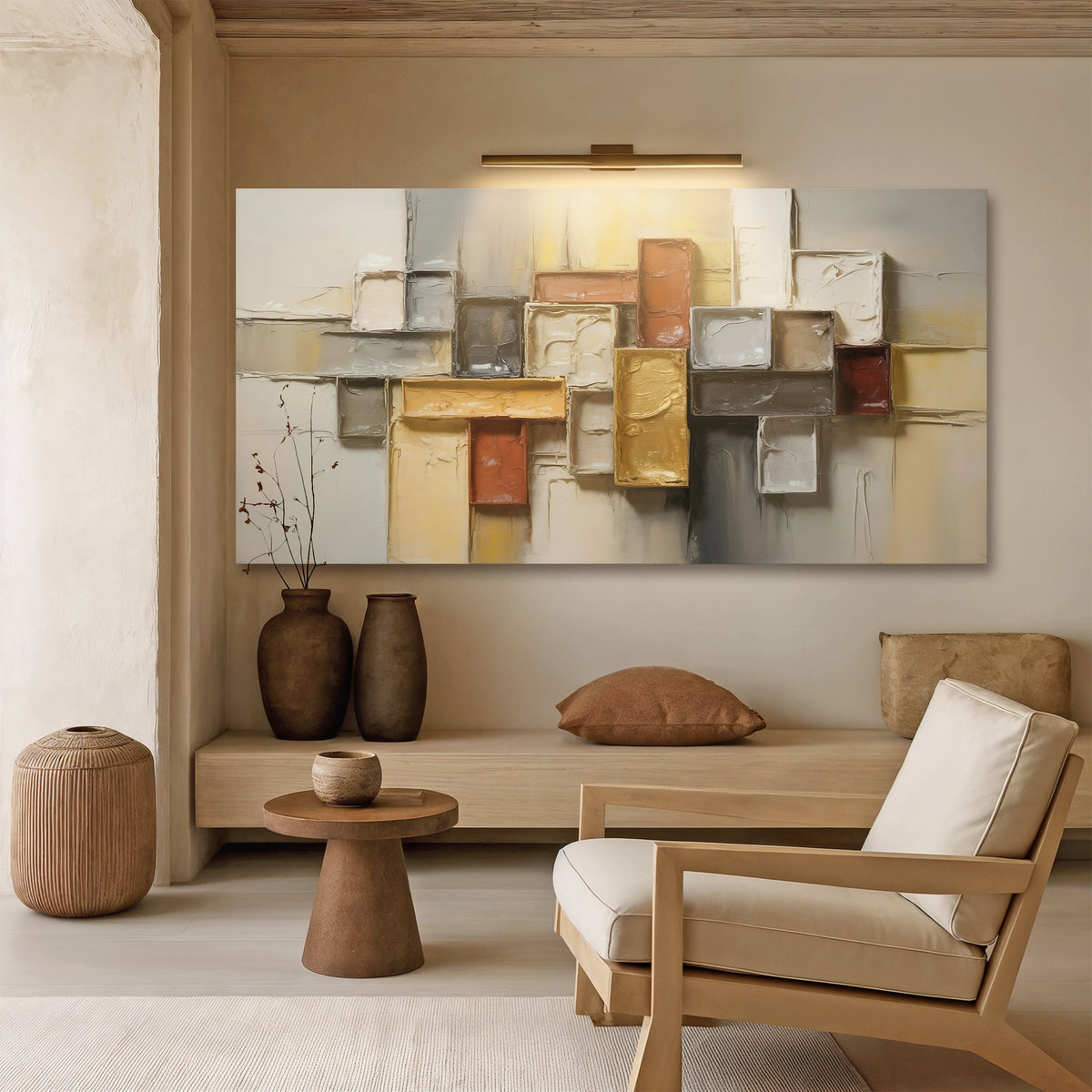 Shape Pattern Minimalist Abstract Canvas Wall Art, Panoramic – view 5