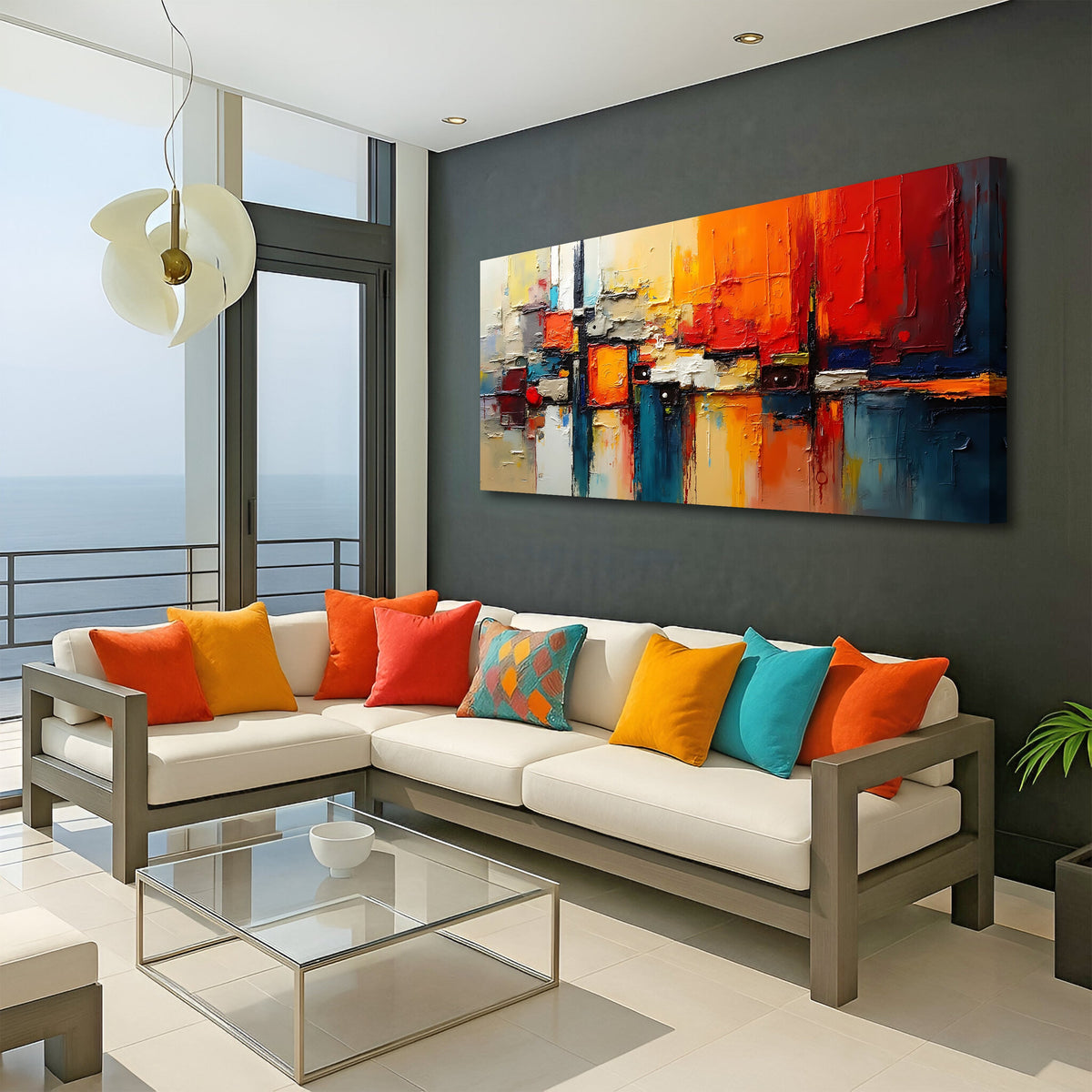Colorful Abstract Canvas Wall Art II, Wide Gallery Wrapped – view 4