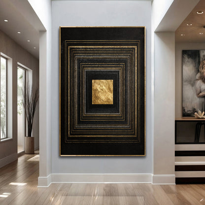 Black and Gold Core Abstract Canvas Wall Art, Gallery Wrapped – view 3