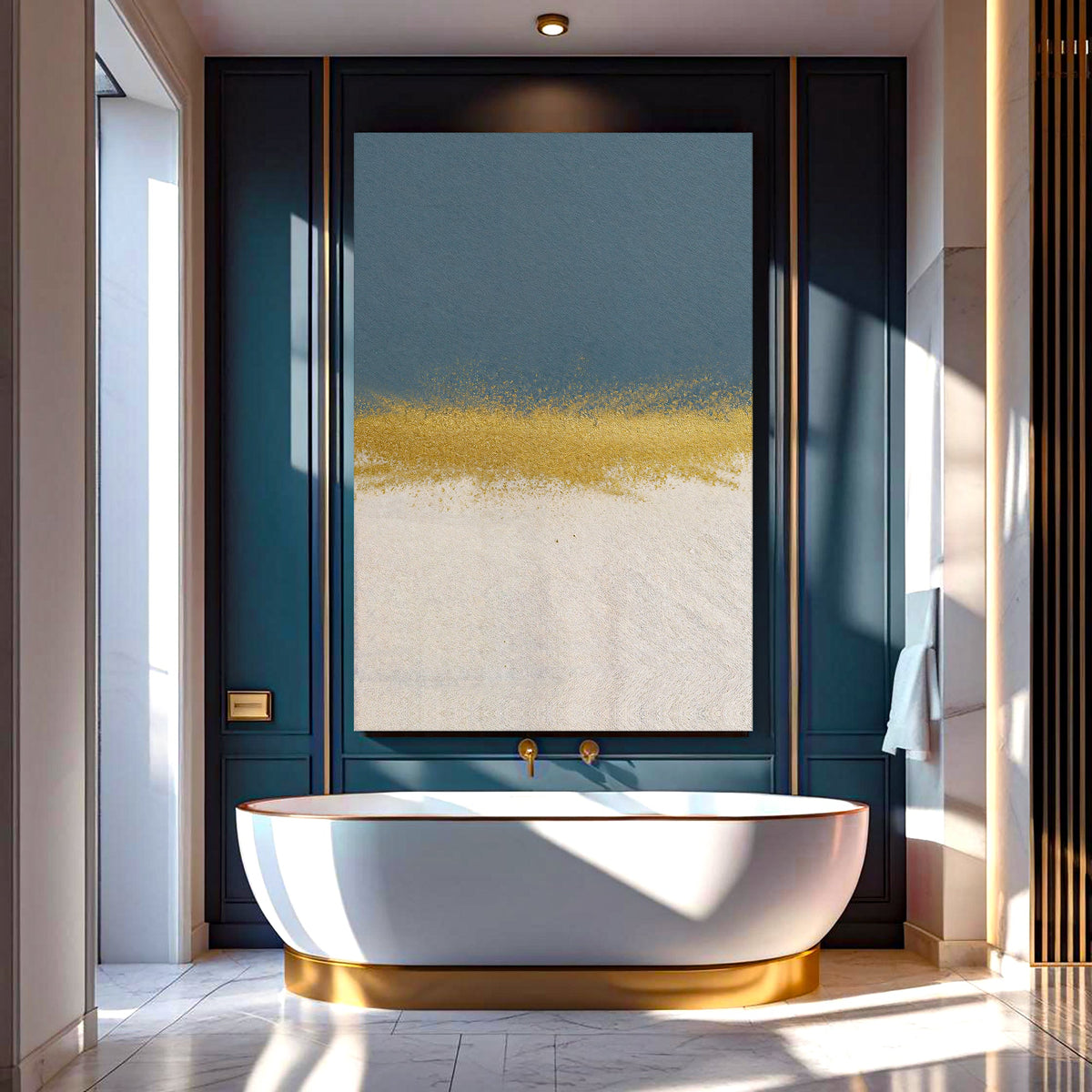Minimalist Blue and Gold Canvas Wall Art, Gallery Wrapped – view 4