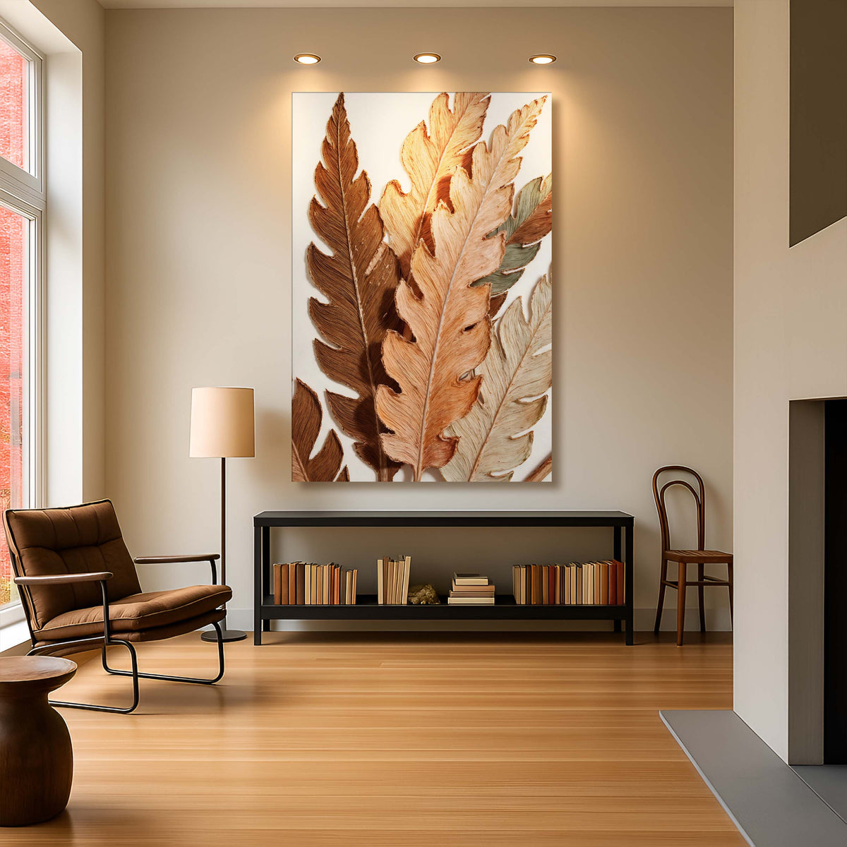 Abstract Autumn Leaves Canvas Wall Art, Premium Gallery Wrapped – view 3