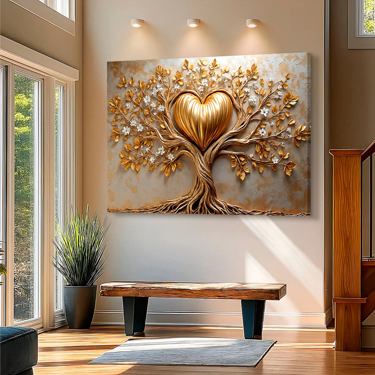 Golden Tree Heart Canvas Wall Art, Premium Gallery Wrapped – view 4
