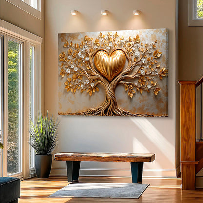Golden Tree Heart Canvas Wall Art, Premium Gallery Wrapped – view 4
