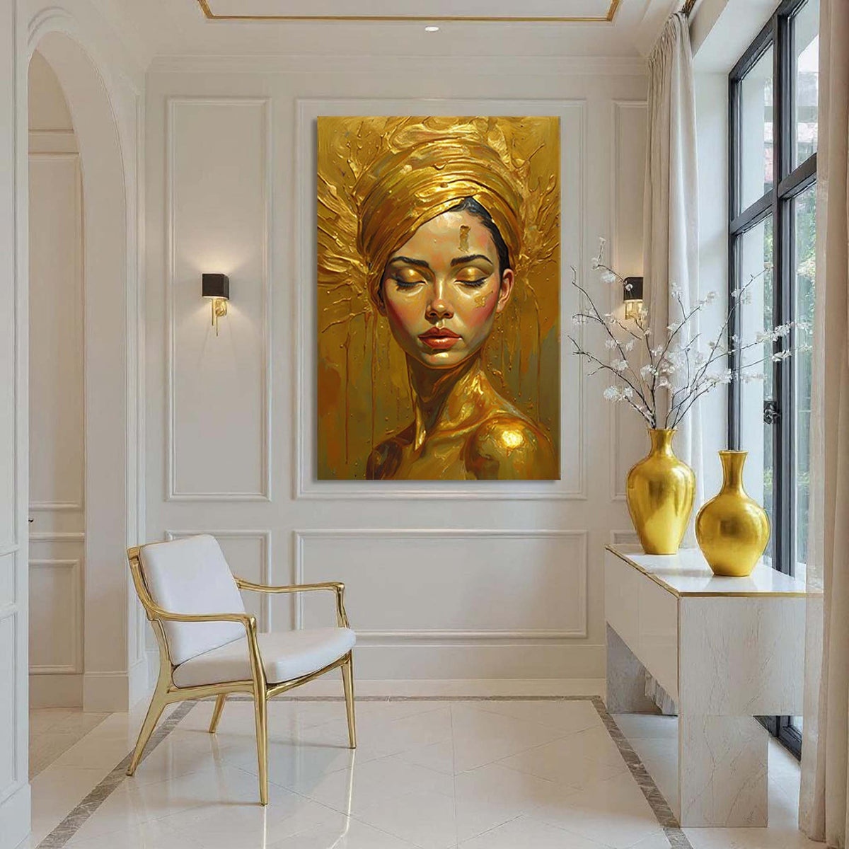 Woman's Golden Serenity Canvas Wall Art – Gallery Wrapped Print – view 4